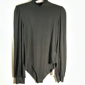 MANGOPOP Turtle Mock Neck Long sleeve Bodysuits Puff Sleeve Bodysuit size medium